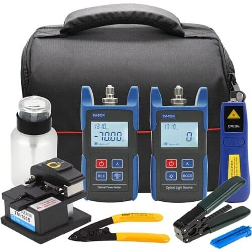 1mW VFL Visual Fault Loctor Fiber Optic Power Meter Optical Light Source Fiber Cleaver FTTH Tool Kits Set