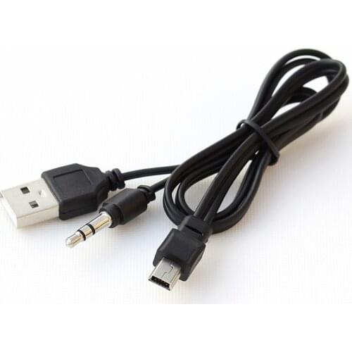 2 in 1 For Bluetooth Player Portable Speaker USB Cable Jack 3.5mm AUX Cable USB Male Mini USB 5 Pin Charge Data lines