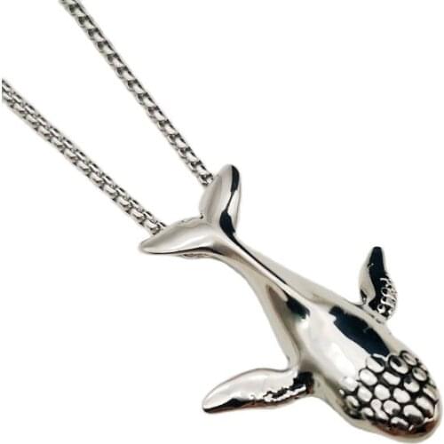 2021 SS fashion vintage men Whale pendant necklace hip hop 316l stainless steel Ocean fish statement jewelry chain gift