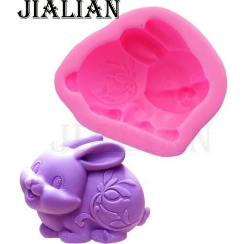 3D Rabbit handmade soap mould chocolate cake decorating tools DIY bunny fondant silicone mold Candle Moulds T0292
