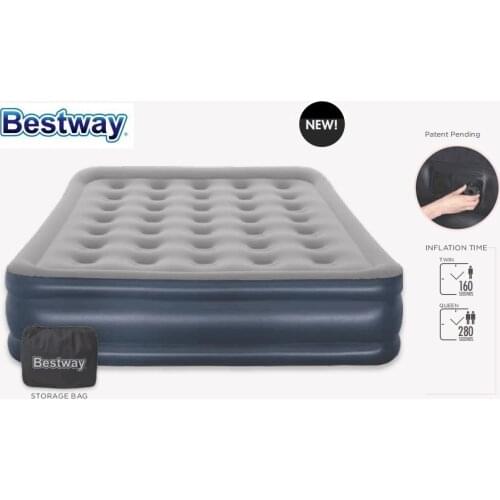 67598 Bestway 191x97x43cm Cornerstone Twin Airbed with Built-in AC Pump 75x38x17" Indoor Airbed With Built-in Pillow Storage Bag