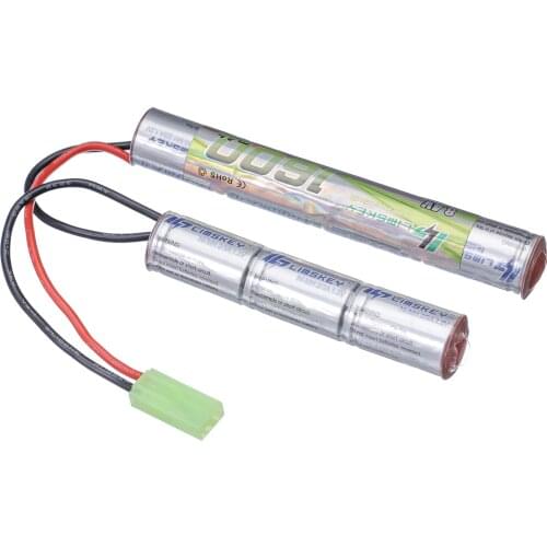 Limskey 2/3A 8.4v 1600mAh Butterfly Nunchuck NIMH Battery Pack with Mini Tamiya Connector for Airsoft Guns M110, SR25, M249, G3