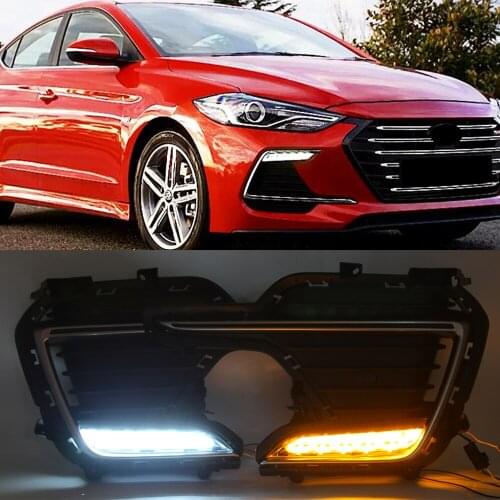 Car Flashing 1Set for Hyundai Elantra Sport 2017 2018 Car LED DRL Day Light Daytime Running Light Fog Lamp with Turn Signal lamp