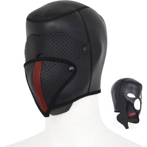 BDSM Slave Rubber Mask Hood Couples Game Erotic Blindfold Sex Mask Openable Bondage Headgear Hood Sex Toys for Women Men Gay