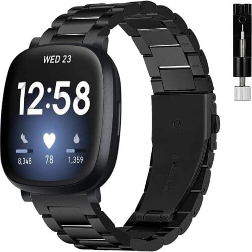 Link bracelet for Fitbit Versa 3 / Sense Smart Watch band Men Women Stainless Steel Loop Replacement strap for fitbit sense belt