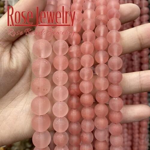 Matte Natural Watermelon Red Tourmaline Jades Beads Spacer Smooth Charm Beads For Jewelry Making Bracelet Necklace 4 6 8 10 12mm