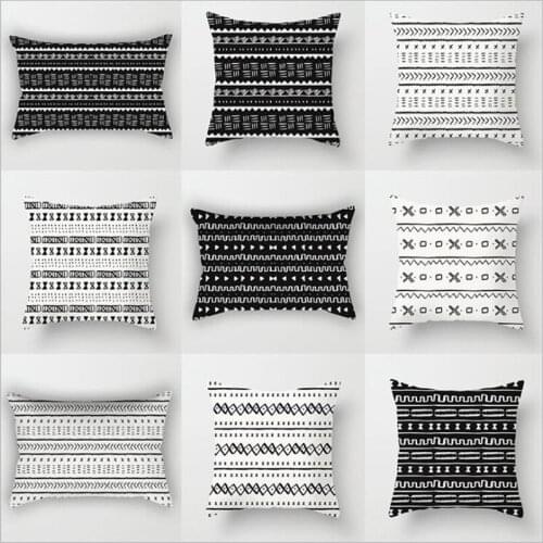 INS Moroccan Cushion Cover Black White Geometric Throw Pillow Case Boho Macrame Office Bed Car Home Sofa Decorative Pillowcases