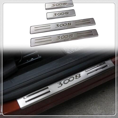 For PEUGEOT 3008 II GT 2016-2020 Car Styling Stainless Door Sill Scuff Plate Pedal Guard Protector Stickers Trim 4