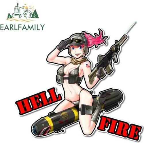EARLFAMILY 13cm x 12.1cm For Hellfire Pin Up Girl Occlusion Scratch Car Stickers Car Accessories Decal Air Conditioner Decor