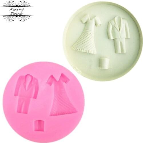Dress suit modeling cake mold silicone fudge flower cake decoration tools baking tools