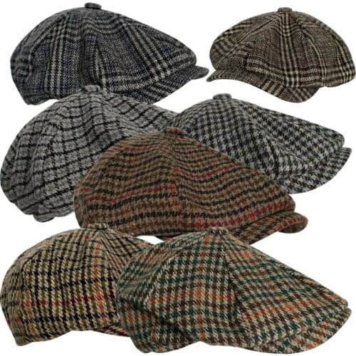 New Newsboy Cap Beret Hat Men Women Hat Tweed Gatsby Octagonal Herringbone Vintage Ivy Hats BLM119