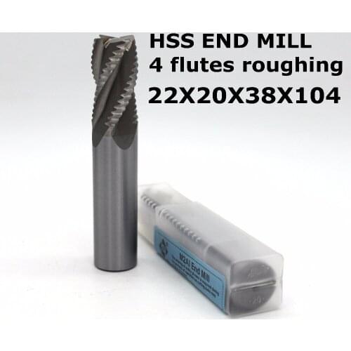 Diameter 22mm overlength:104 mm 4 flutes roughing HSS end mill for CNC milling machine tool mills cutter