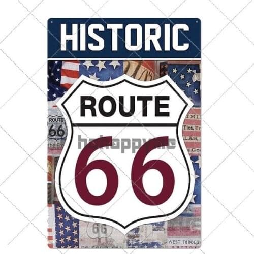 Route 66 Metal Vintage Tin Sign Bar Club Garage Plaque Wall Decoration Plate Retro Poster Home Decor 20x30cm