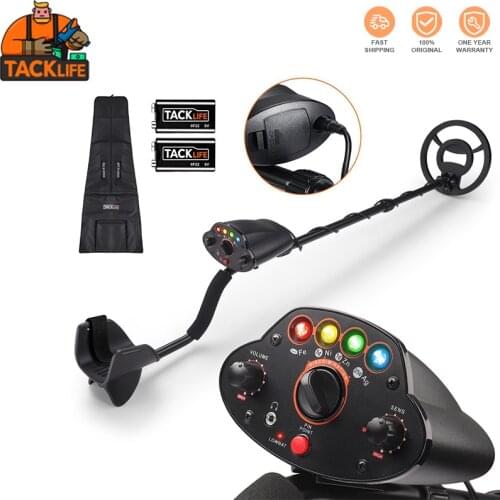 TACKLIFE Metal Detector, Adjustable Beach Waterproof Finder (41"-53") with DISC Mode, Pinpoint Function,4 Colors LED Light-MMD05