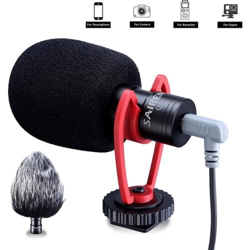 SAIREN VM-Q1 Shotgun Video Microphone On-Camera Mini Condenser Record Interview Vlog Mic for Phone DSLR Osmo Pocket Mobile