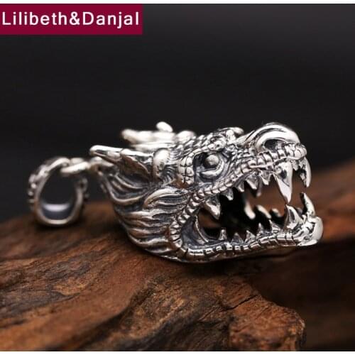Men Pendant 925 Sterling Thai silver Jewelry Vintage Punk Rock Dragon Necklace Pendant Gift Fine Jewelry Wholesale P4