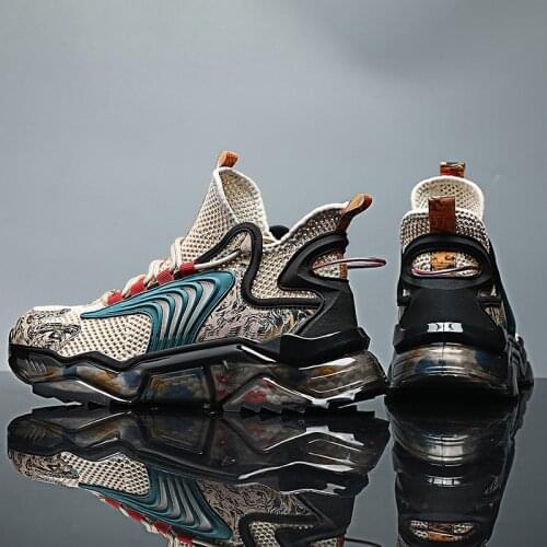 Classic Men Sneakers Summer Breathable Mesh Running Shoes Graffiti Sport Shoes Trendy Low-cut Walking Jogging Shoe 46 Zapatillas