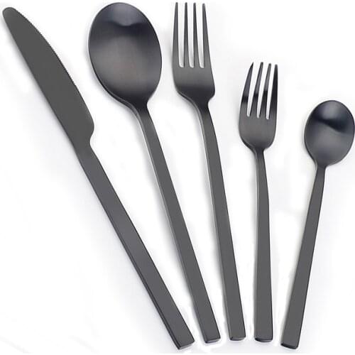 30pcs/Set 18/10 Stainless Steel Cutlery Set Black Fork Spoon Knife Dinnerware Set Western Tableware Sets Dinner Silverware
