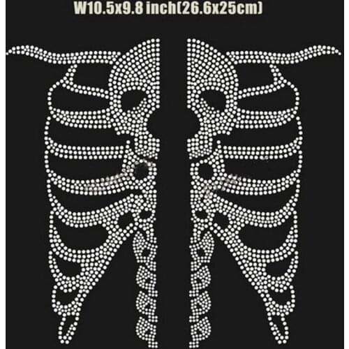 Skull bone sticker rhinestones patch designs iron on transfer hot fix rhinestone transfer motifs iron on applique patches shirt