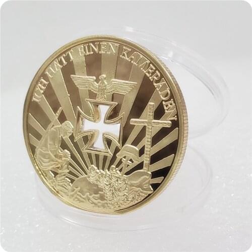 WWI&WWII Germany Cross Gold Plated Coin Ich Hatt Einen Kameraden Souvenir Metal Coin