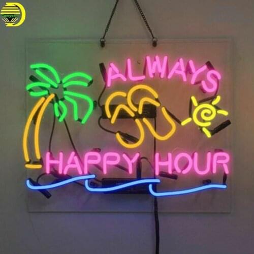 Neon Signs 10kv Love For Always Happy Hour Neon Light Sign Neon Wall Signs Neon Wall Room Bedroom Decor Glass Neon Lamp Arcade
