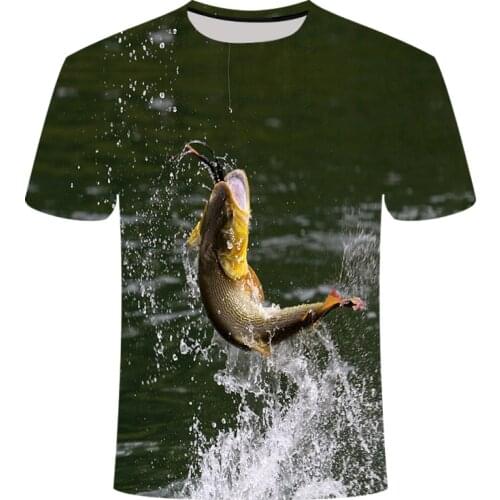 2021 New Fish Tshirt 3d Printing T Shirt Funny T Shirts Hip Hop boys girls T-shirt Fisherman Fishing Metal Clothing Casual Tops