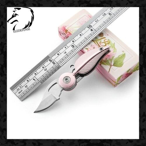 New Arrivals Fashion Feather Mini Knives Key chain Pocket Folding Knife Weapons Survival Tool EDC Women Girl