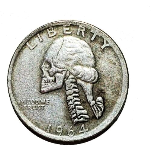 Custom 1964 George Washington Skull Hobo Quarter Replica Antique Hard Enamel Lapel Pin Brooch Can be Customized with Your Logo