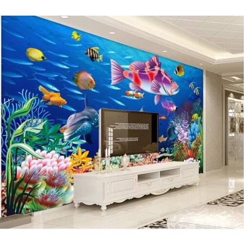 Custom photo wallpaper for walls 3 d murals wallpapers Modern decorative painting underwater world dolphin TV background wall