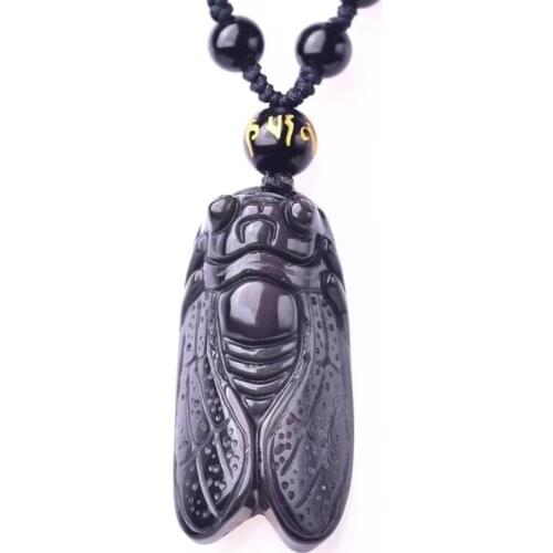 Natural Obsidian Cicada Pendant Drop Ship Jade Jewelry Womens Jewelry Mens Jade Jewelry