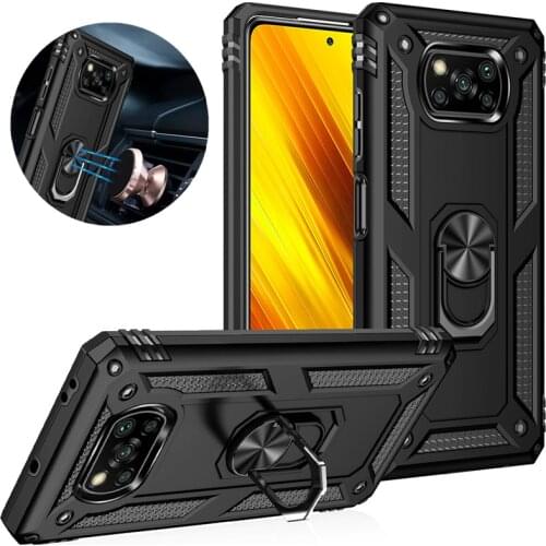 Shockproof Armor Case for Xiaomi Mi Pocophone Poco X3 NFC Redmi Note 9S 9 8 7a Pro Case Stand Holder Car Ring Phone Coque Funda