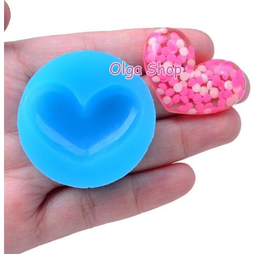 PYL579 38.5mm x 18.8mm Heart-shaped Silicone Mold Fondant Cake Decoration Candy Resin Clay Earrings Necklace Craft Soap Candle