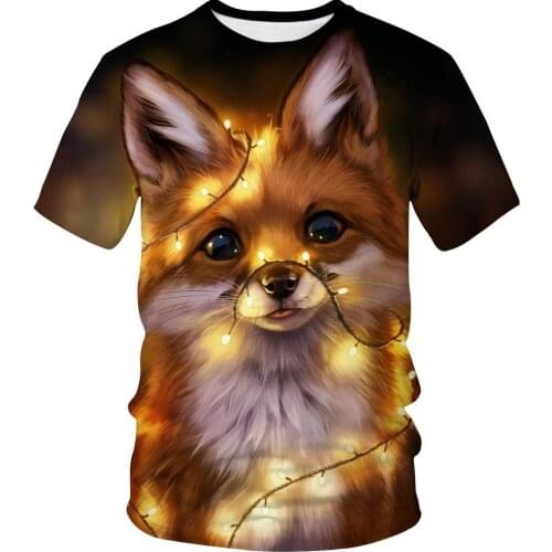Sell 3d printed animal fox kids t-shirts summer boys and girls high quality sport t-shirts in cute casual round neck t-shirts