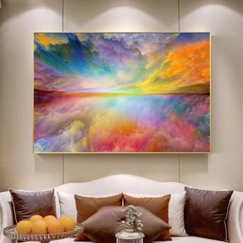 RELIABLI ART Colorful Cloud Sunset Pictures Landscape Paintings Canvas Posters Wall Art Decorative Living Room Cuadros No Frame