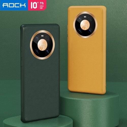 Rock Huawei Mate 40 Pro+ Genuine Leather Case Luxury Leather Flip phone Cases cover shell For Mate 40 Pro Plus Phone Covers