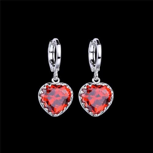 Earrings For Women 2021 European American Style Fashion Copper Earrings With Stones Garnet Heart AAA Inlay Zircon Love Jewelry