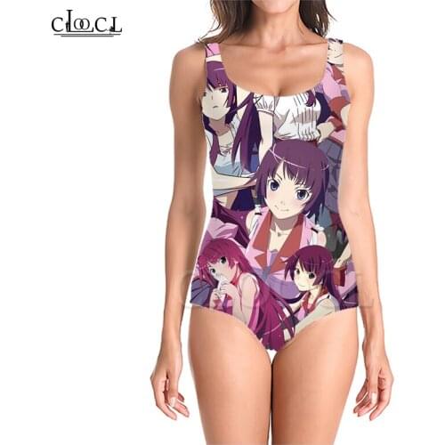 CLOOCL Japanese Anime Hitagi Senjougahara 3D Print Girls One-piece Swimsuit Bathing Suit Sleeveless Slim Summer Sexy Swimwear