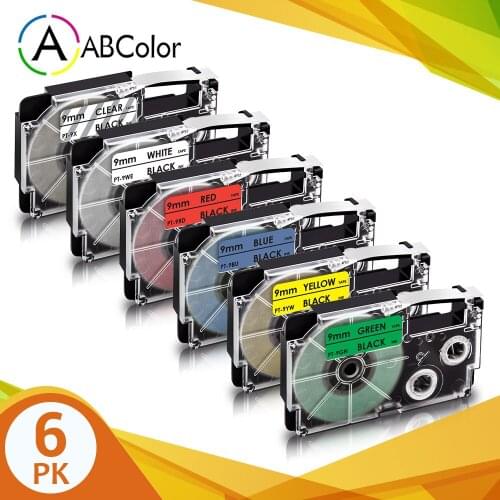 Compatible XR-9WE Tape for CASIO XR-9WE XR-9X XR-9RD XR-9BU XR-9YW XR-9GN 9mm Label Tape for CASIO KL-60 KL-60SR Label Maker