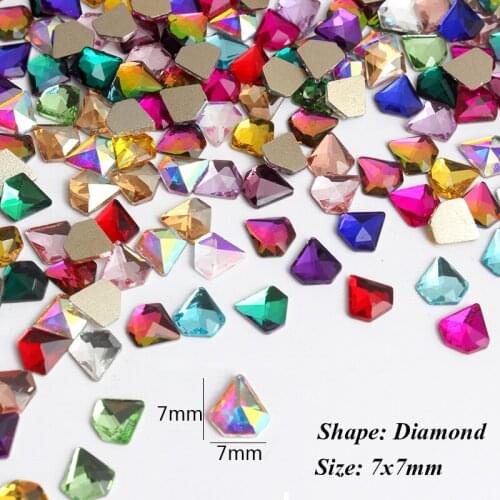 The New 7mm Flatback Diamond Shape Nail Rhinestones Crystal Stones 30Pcs/100Pcs For Nail Art Decoration