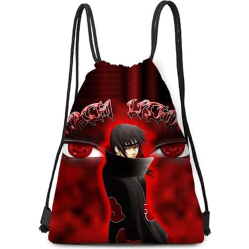 Anime Bag Naruto Drawstring Pocket Bag Cartoon Itachi Sasuke Kakashi 3D Print Bag Girl Boy Children Gifts Kids Toys