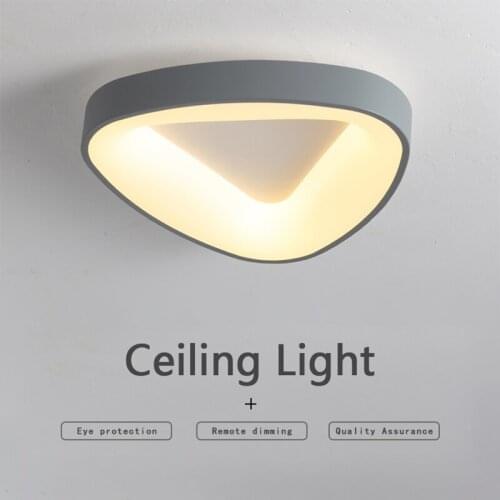 Modern Room Wrought Iron Triangle Remote Control Function Ceiling Light LED Bedroom Study Easy to Install Tricolor Features Ceil