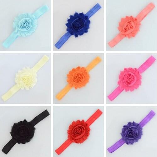 Vintage Newborn Chiffon Flower Elastic Headband Handmade Floral Hairband DIY Clothing Accessories Baby Girl Headwear Photo Props