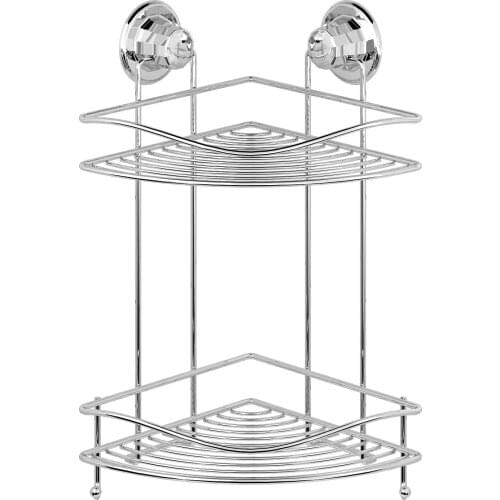 Bathroom Corner Shelf Chromium -Techno-wire Vacuum 2-Tier