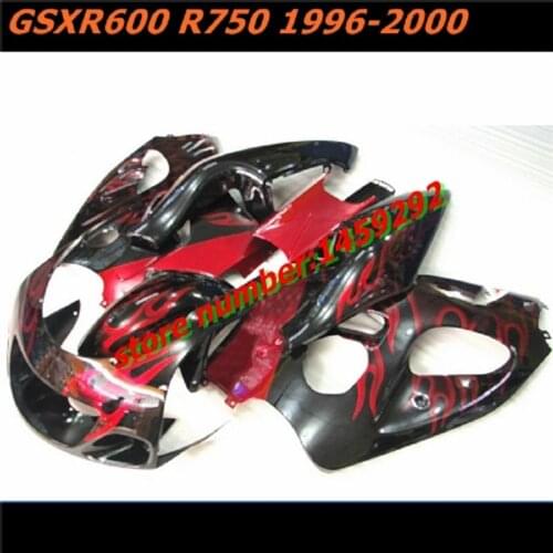TOP Red flames blk Fairing for A GSX-R600 750 1996-2000 GSXR600 GSXR750 GSX-R600 GS-R750 96 97 98 99 00