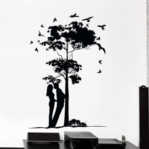 Vinyl Wall Decals Love Story Boy and Girl Tree Nature Romantic Home Interior Home Bedroom Art Deco Mural PW13