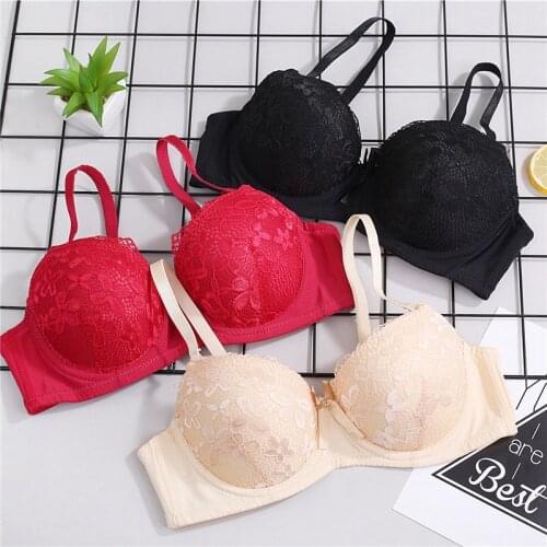 Women Embroidery Floral Bras Sexy Lace Lingerie Push Up Adjusted-straps Brassiere Underwear