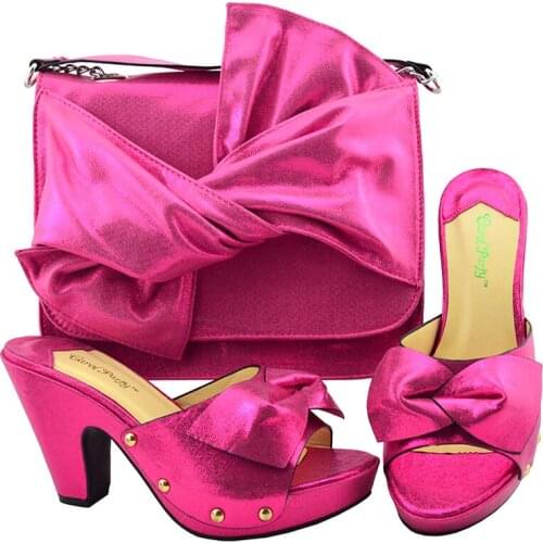 Talian Design African Women Party Pumps Shoes and Bag Set Decorated with Rhinestone Women Party Shoes and Bag Set In Italy