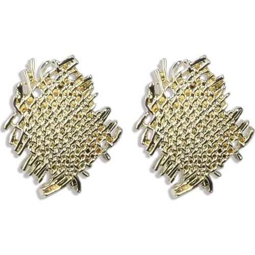 Fashion Irregular Metal Feel Weave Vintage Earrings Woman High Quality Gold Statement ZA Earring Jewelry Accessories For Women