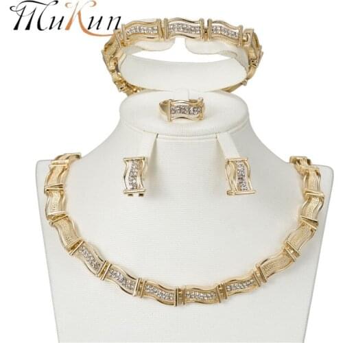 MUKUN free shipping Wedding Bridal Costume Jewelry Sets for femme Gold-color Women jewelry set 2018 African Necklace set