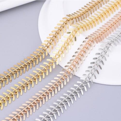 New Metal Chain Necklace Composition Fishbone Chain Lady Charm Embossed Fishbone Chain Fishbone Chain DIY Jewelry Jewelry